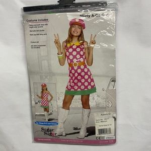 Sugar Sugar Girly A-Go-Go Costume girls size 8-10 w/pendant